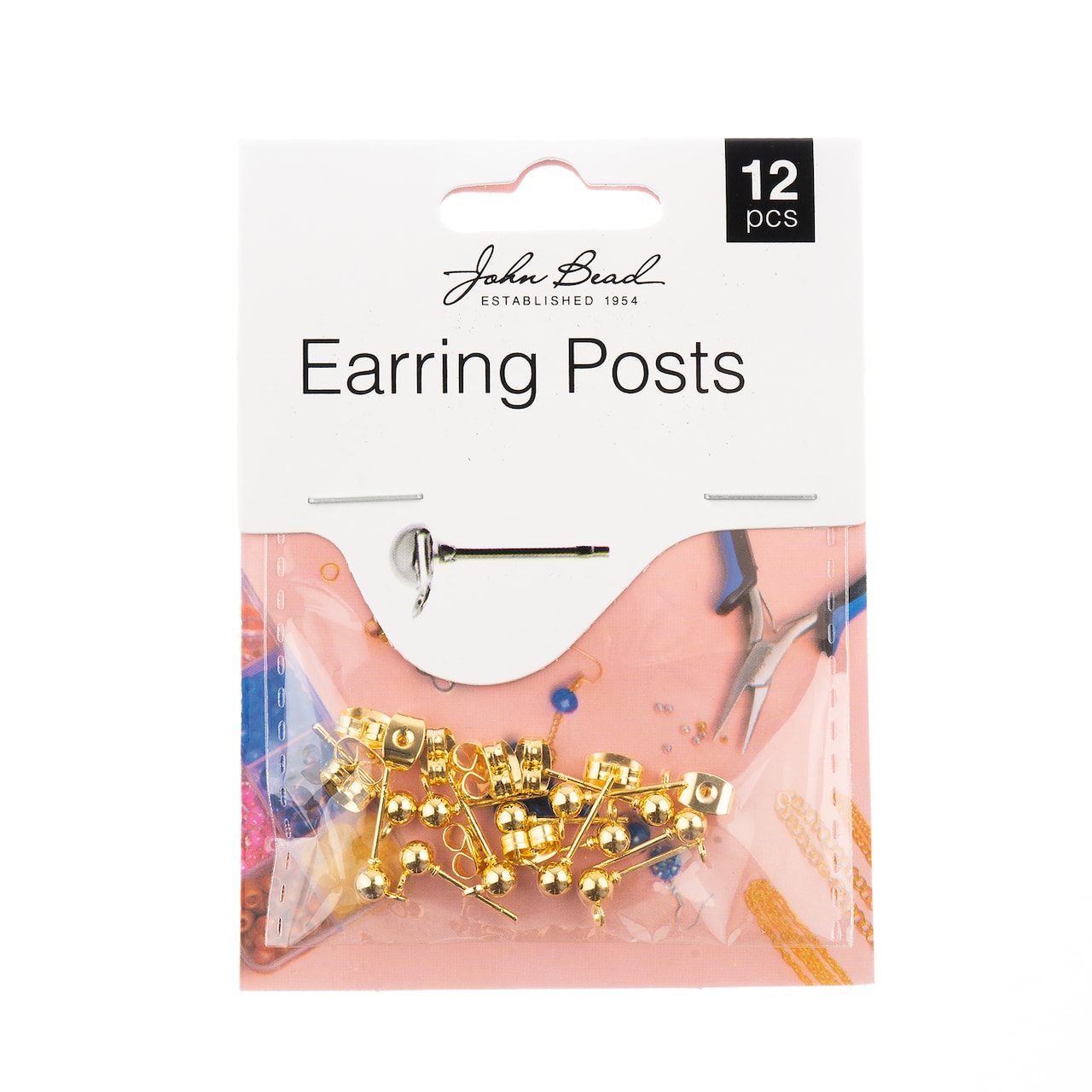 John Bead Must Have Findings 16mm x 5mm Earring Posts with Ball